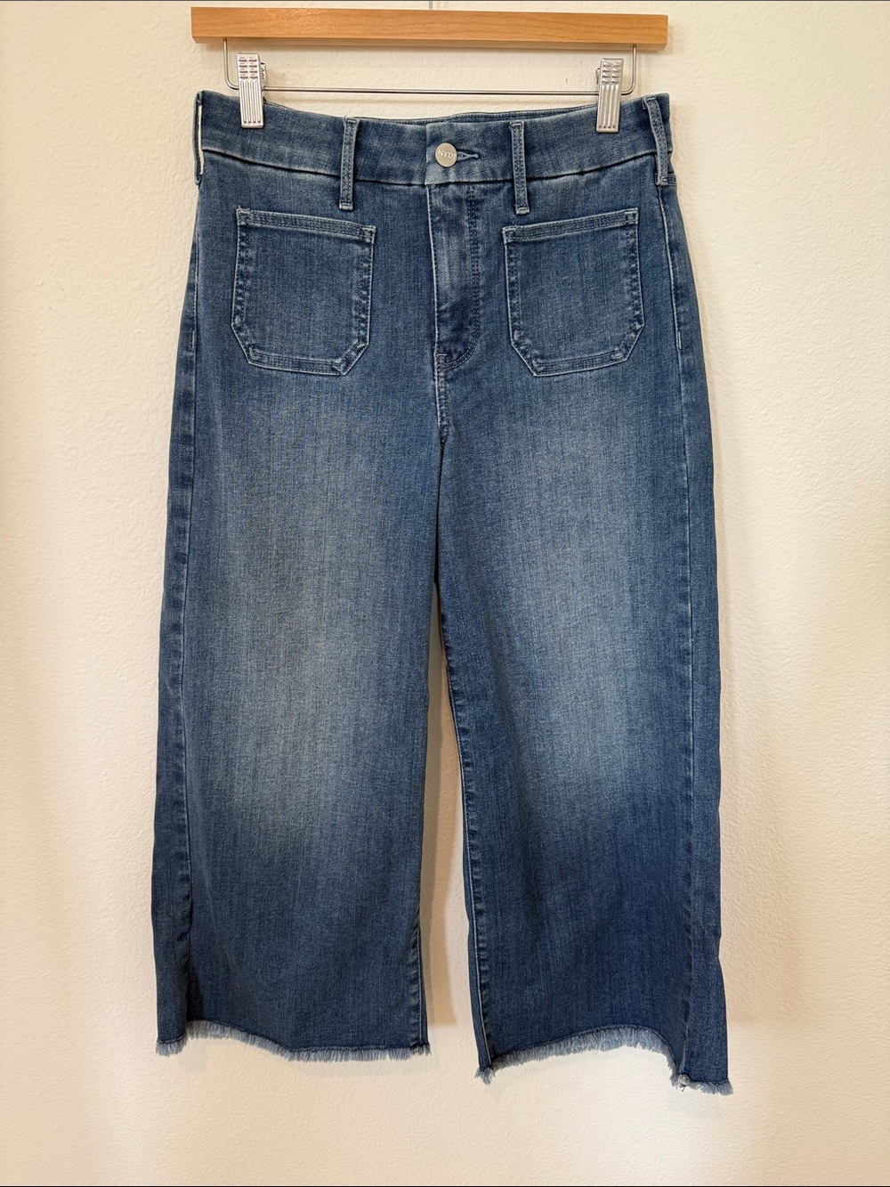 NYDJ Dark Blue Cropped Wide-Leg Jeans with Front Patch Pockets 2